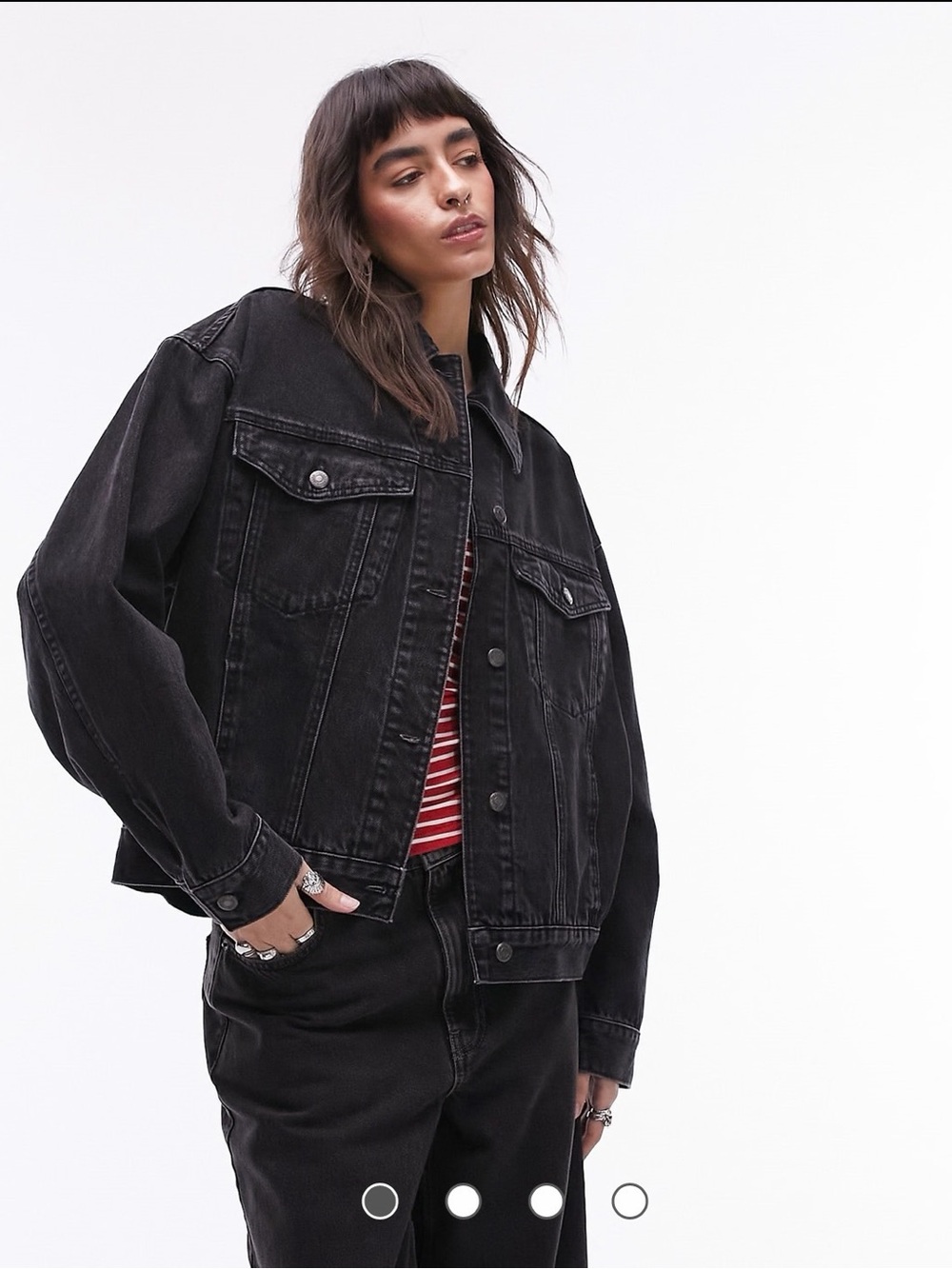Topshop Oversized Washed Black Denim Jacket